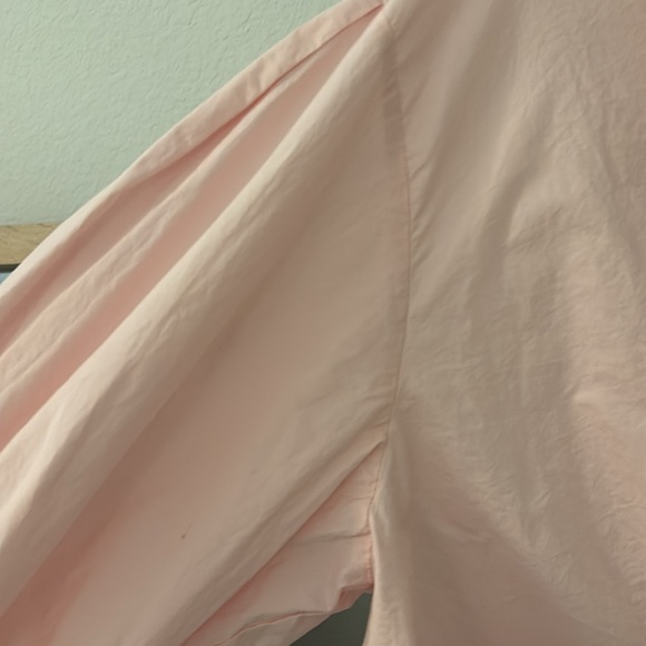 Baby Pink Button-Up Cropped Blouse top puffy long sleeve relaxed fit SZ SM chic - Picture 16 of 16